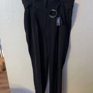 Express Black Paperbag Waist Dress Pants w/ Belt NWT Size 12R